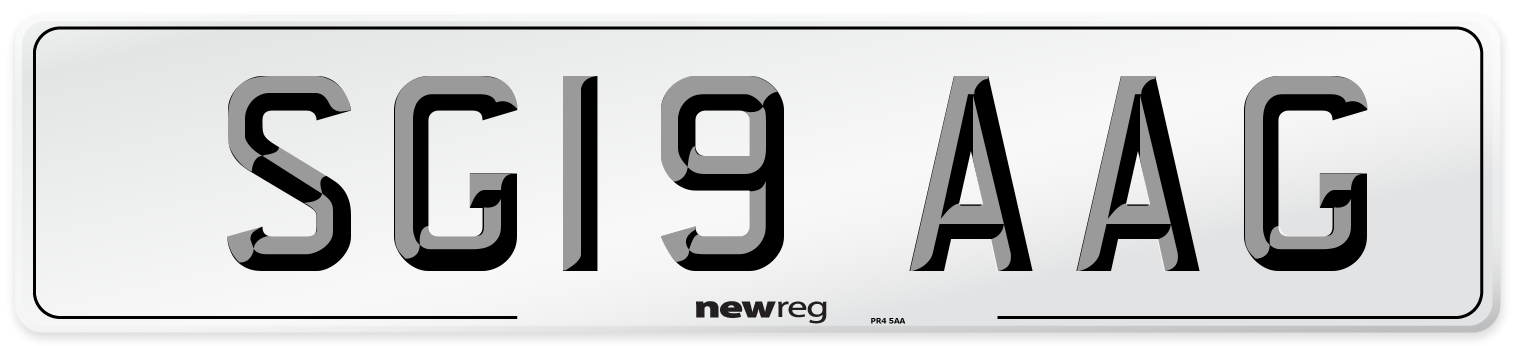 SG19 AAG Number Plate from New Reg